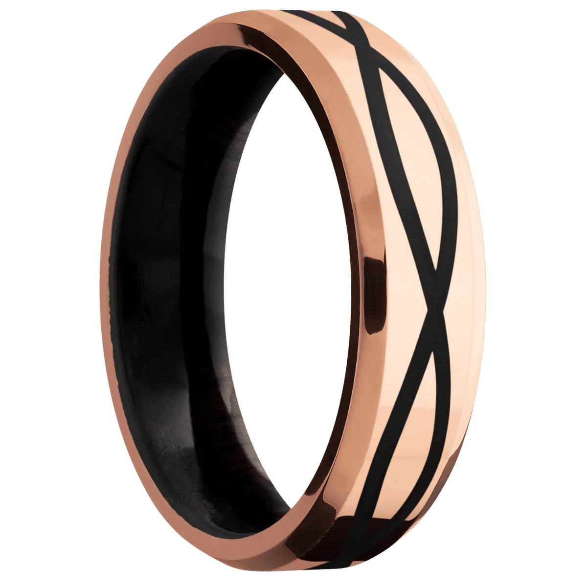 10K Rose Gold + Polish , Polish Finish + Ebony