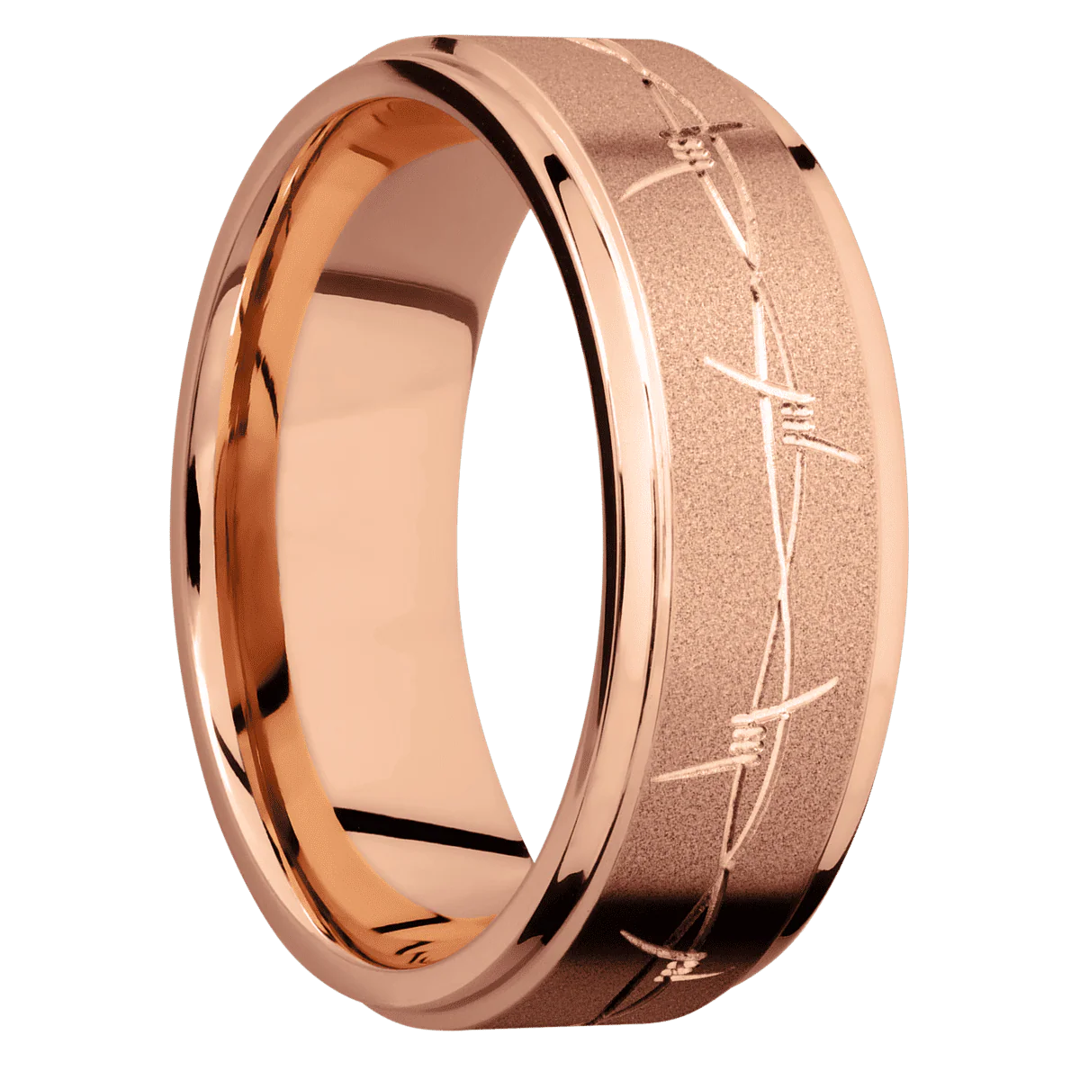 10K Rose Gold + Sand , Polish Finish
