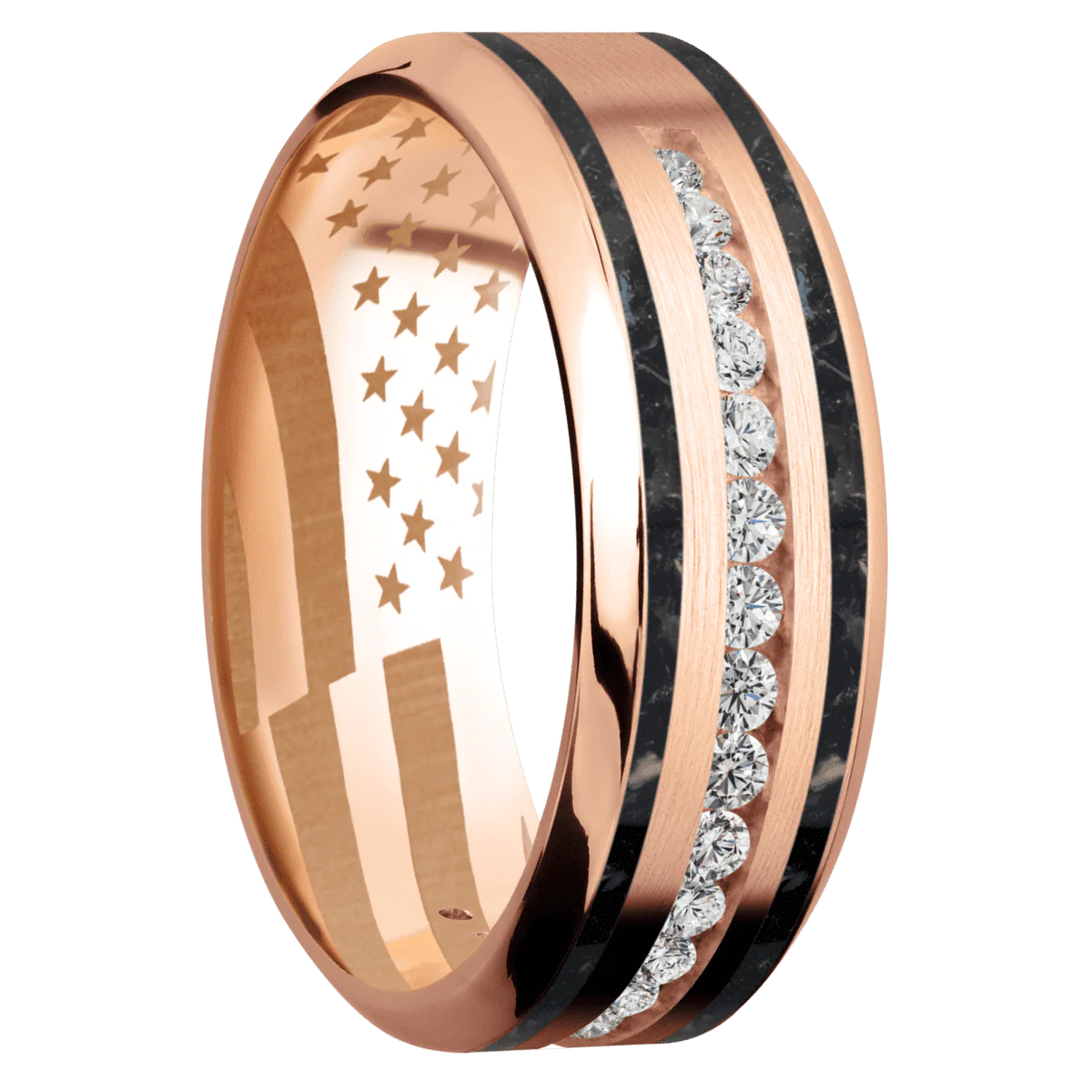 10K Rose Gold + Satin , Polish Finish
