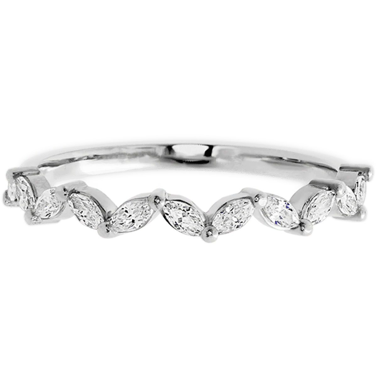10K White Gold band with 11 Marquise Lab Grown Diamond having TCW-.33 - Image 2
