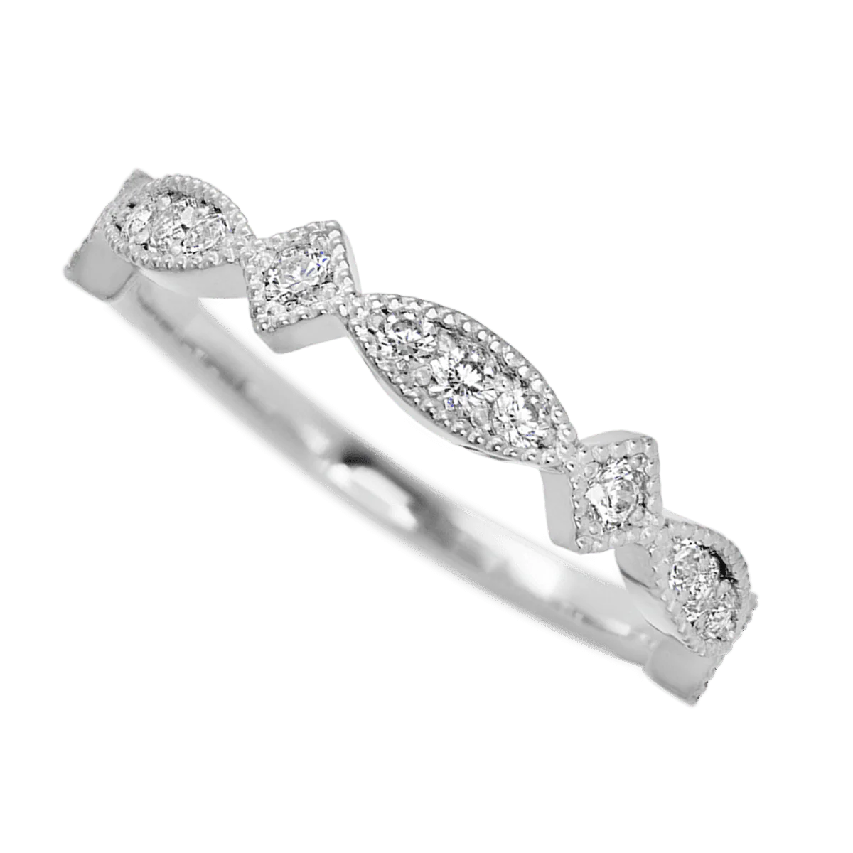 10K White Gold band with 4 Round, 3 Round and 6 Round Lab Grown Diamond having TCW-.23 - Image 3