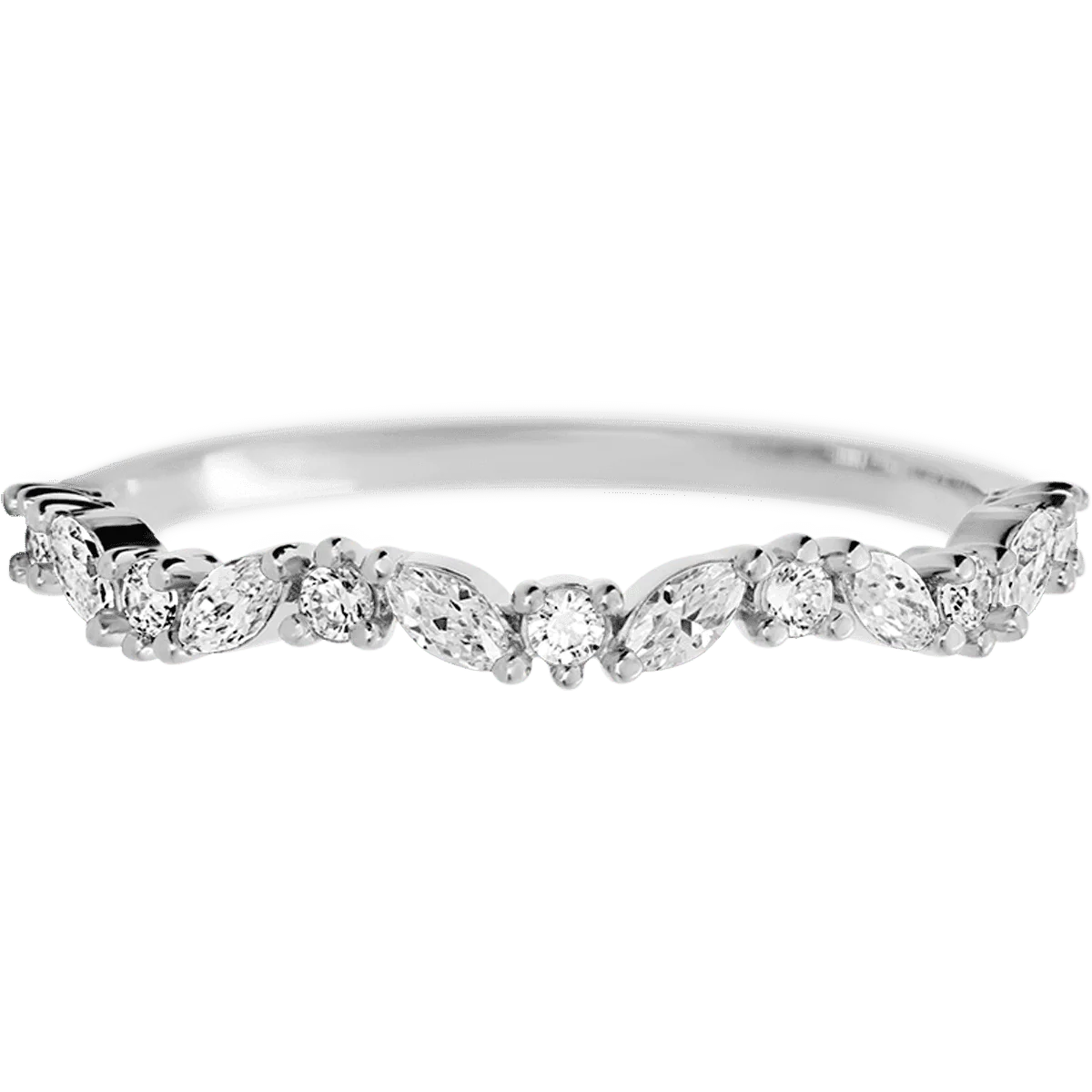 10K White Gold band with 8 Round and 7 Marquise Lab Grown Diamond having TCW-.33 - Image 2