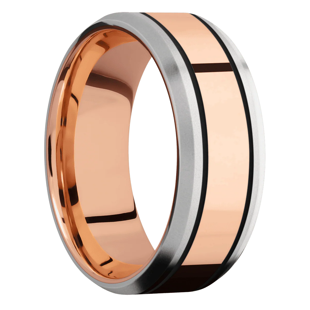 10K White Gold + Bead , Bead Finish + 14K Rose Gold