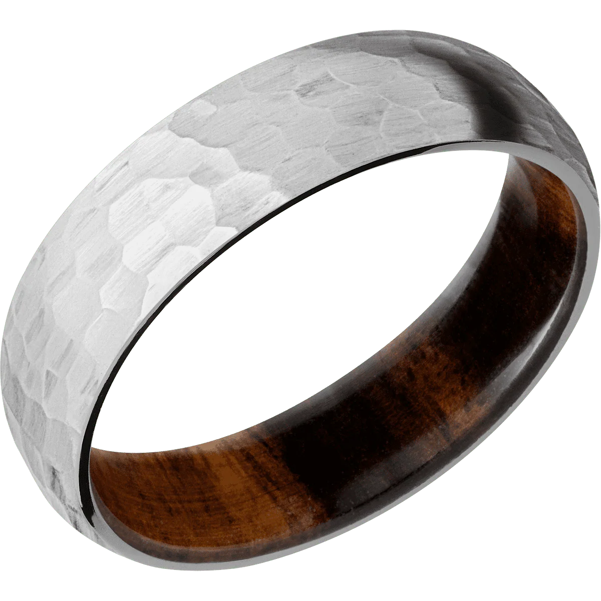 10K White Gold + Hammer Finish + Desert Iron Wood - Image 2