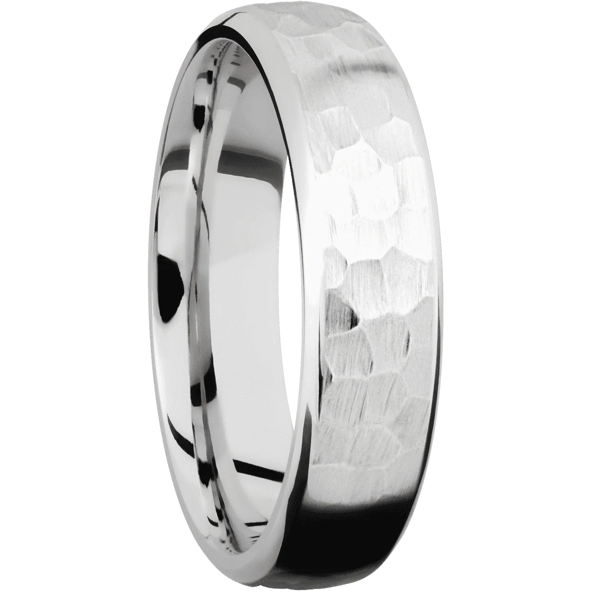 10K White Gold + Hammer , Polish Finish