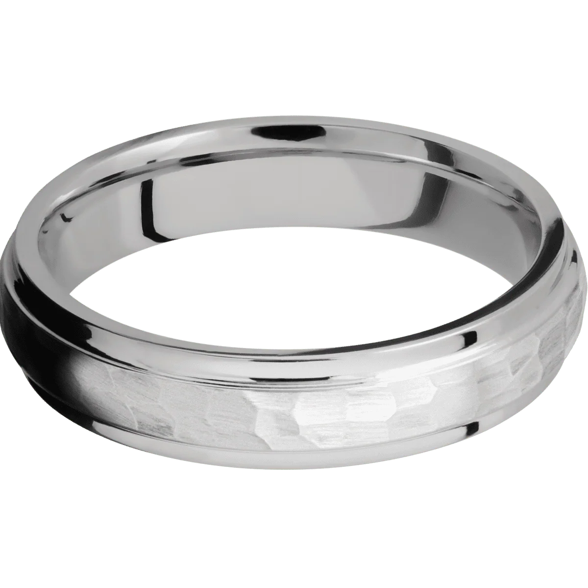 10K White Gold + Hammer , Polish Finish - Image 3