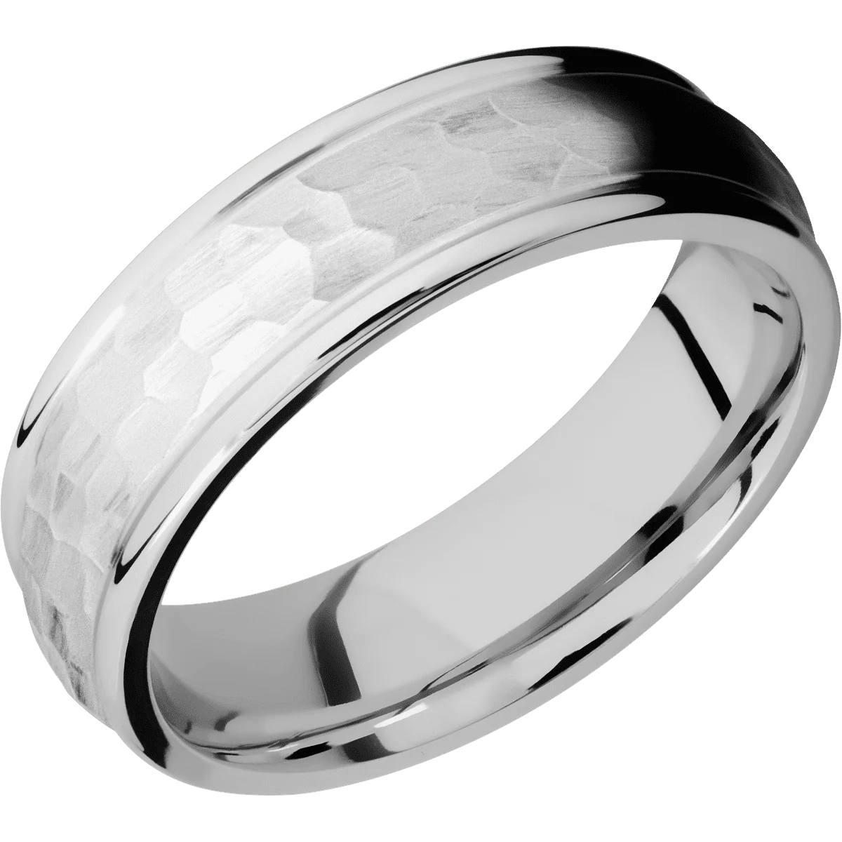 10K White Gold + Hammer , Polish Finish - Image 2