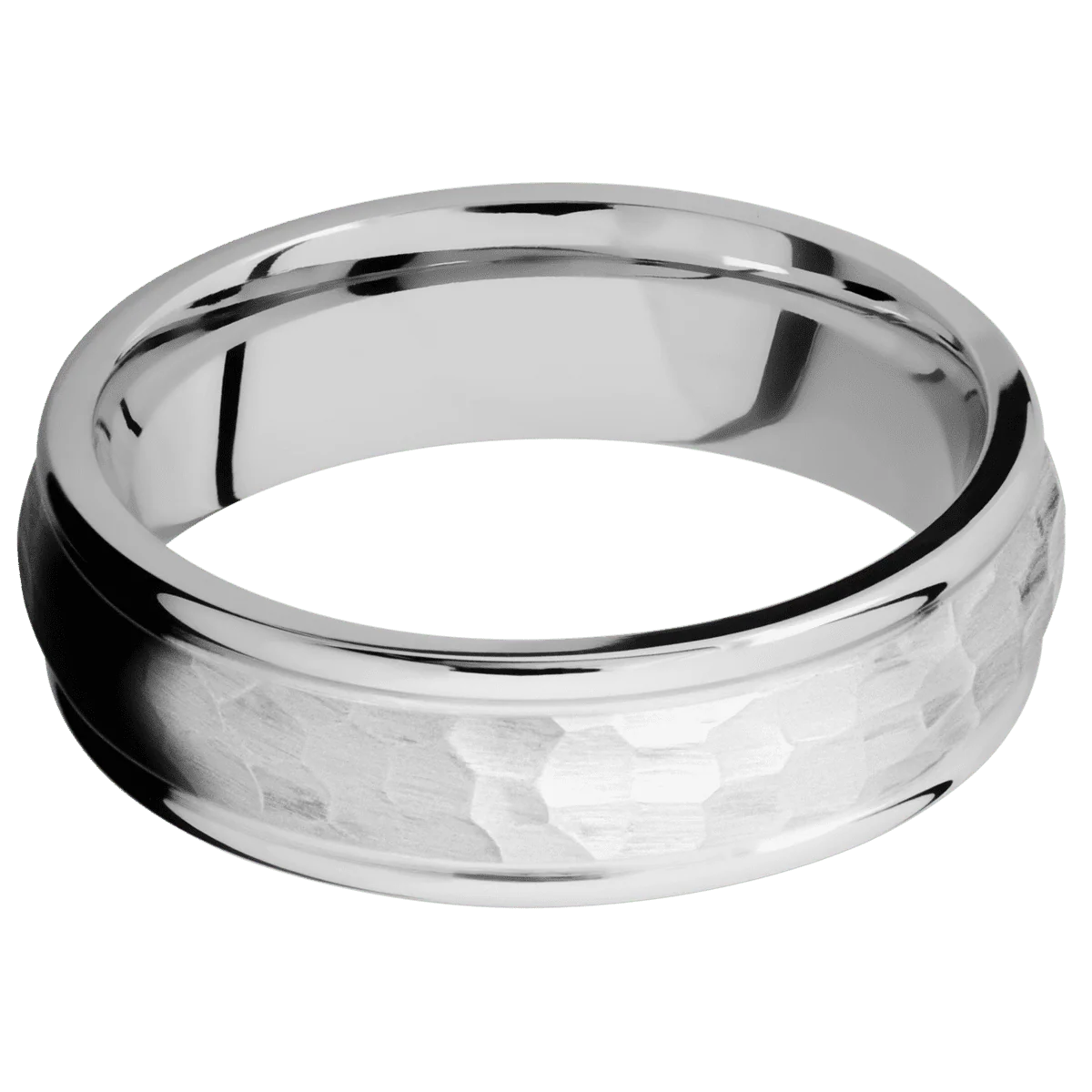 10K White Gold + Hammer , Polish Finish - Image 3