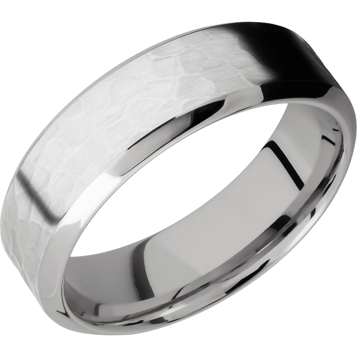 10K White Gold + Hammer , Polish Finish - Image 2
