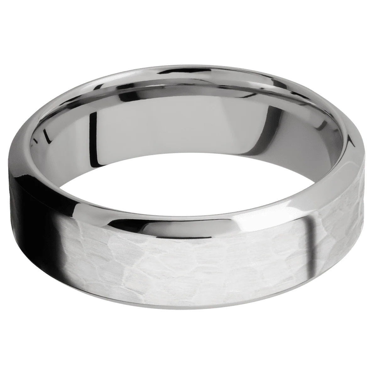 10K White Gold + Hammer , Polish Finish - Image 3