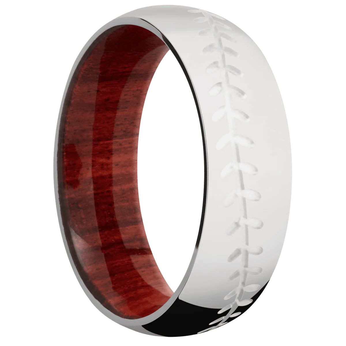 10K White Gold + Polish Finish + Red Heart