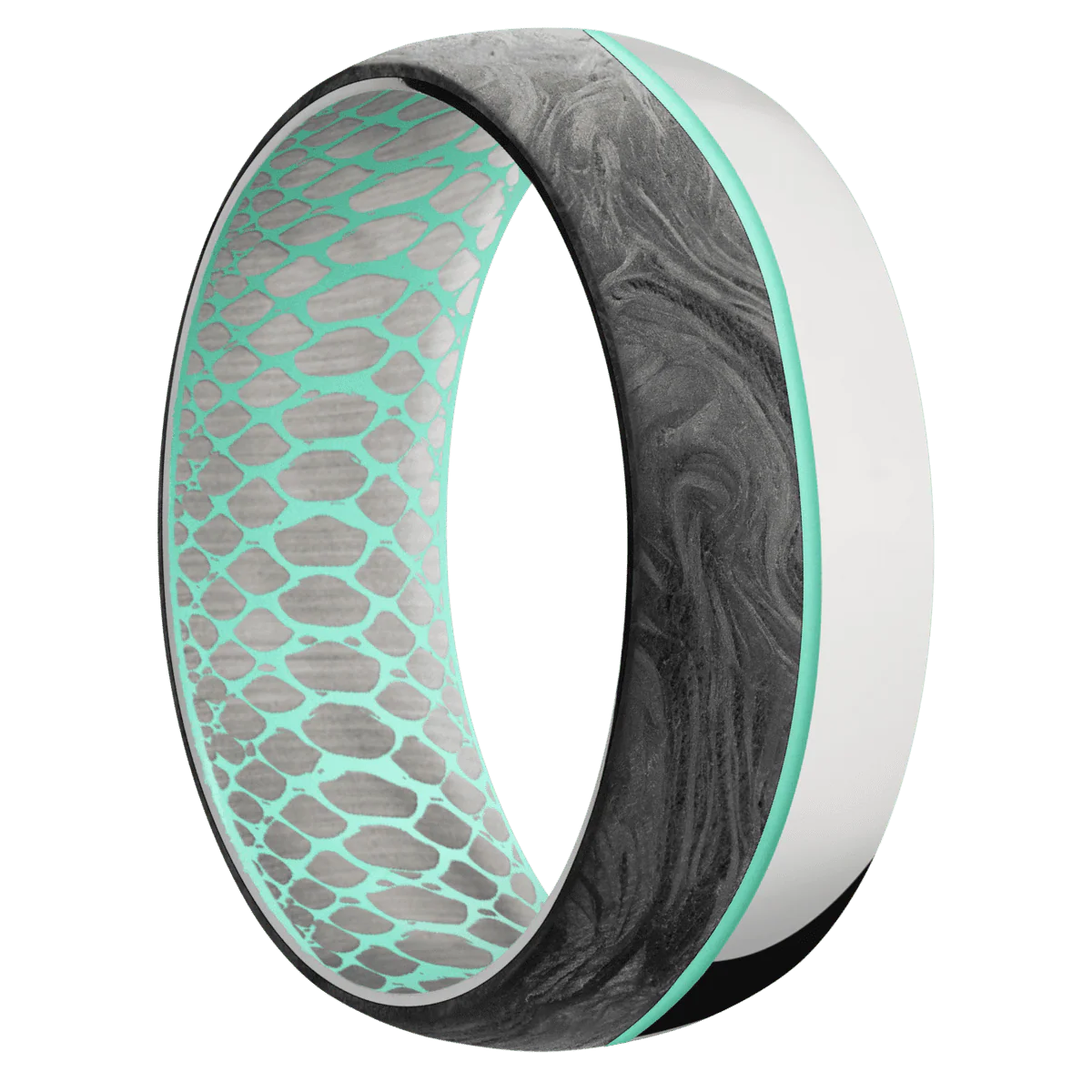 10K White Gold + Polish Finish + Robins Egg Blue
