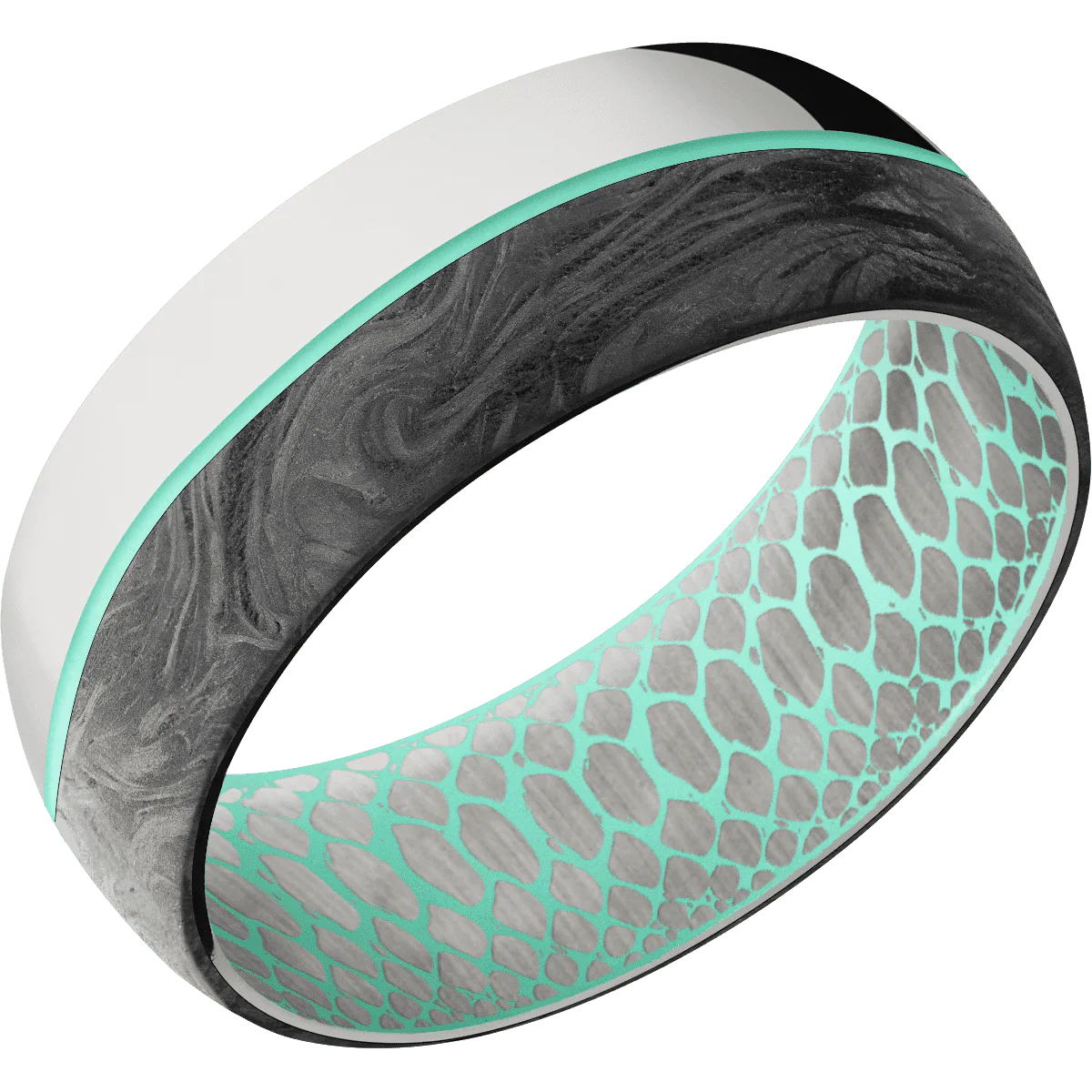 10K White Gold + Polish Finish + Robins Egg Blue - Image 2