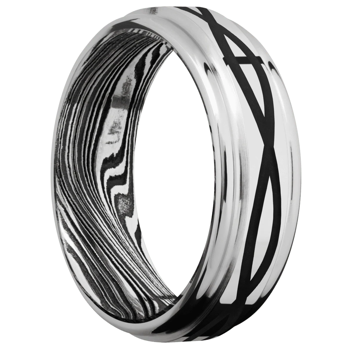 10K White Gold + Polish , Polish Finish + Marble