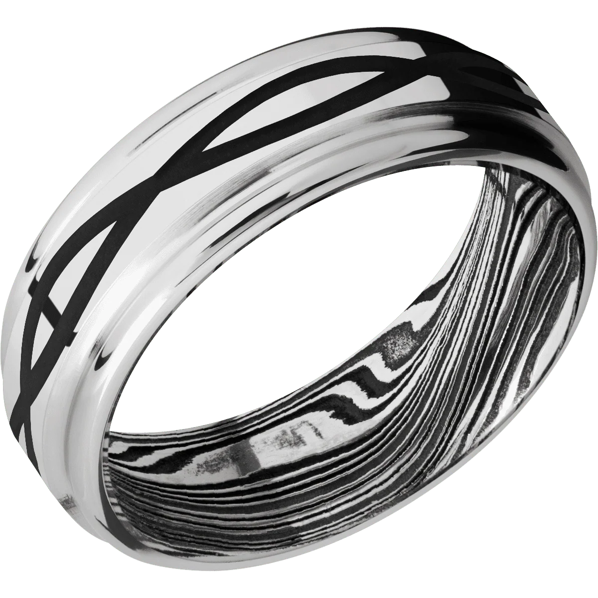 10K White Gold + Polish , Polish Finish + Marble - Image 2
