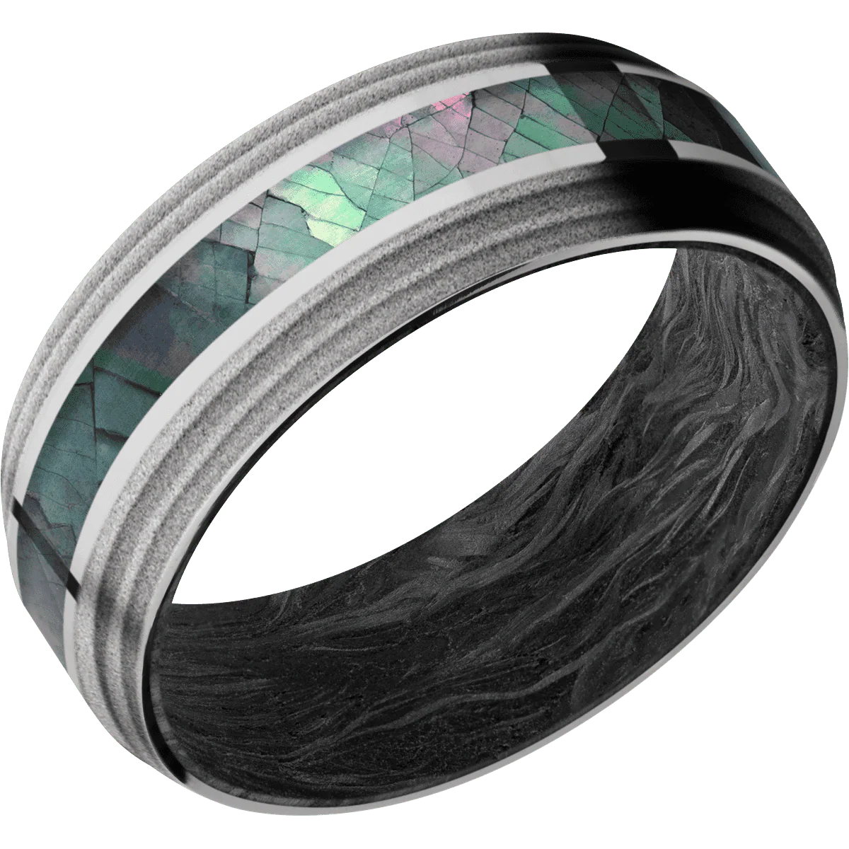 10K White Gold + Polish , Sand Finish + Forged Carbon Fiber - Image 2