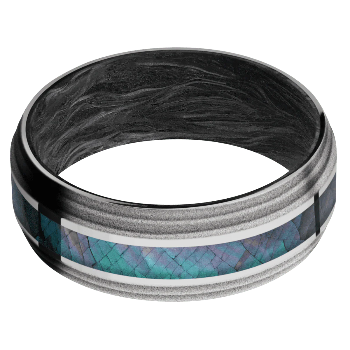 10K White Gold + Polish , Sand Finish + Forged Carbon Fiber - Image 3