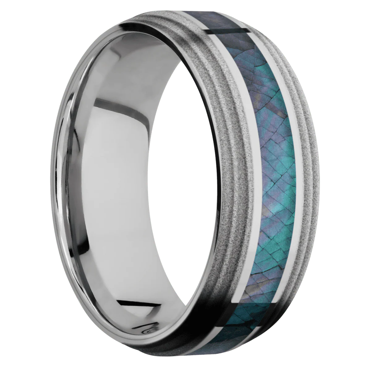 10K White Gold + Polish , Sand Finish + Palladium Silver