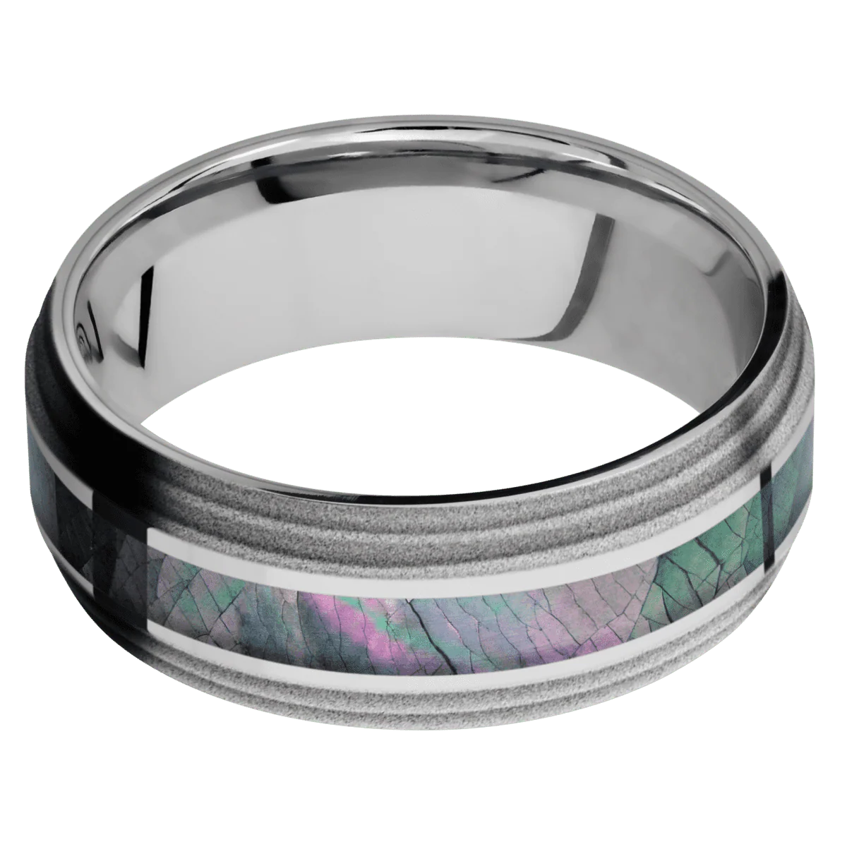 10K White Gold + Polish , Sand Finish + Palladium Silver - Image 3