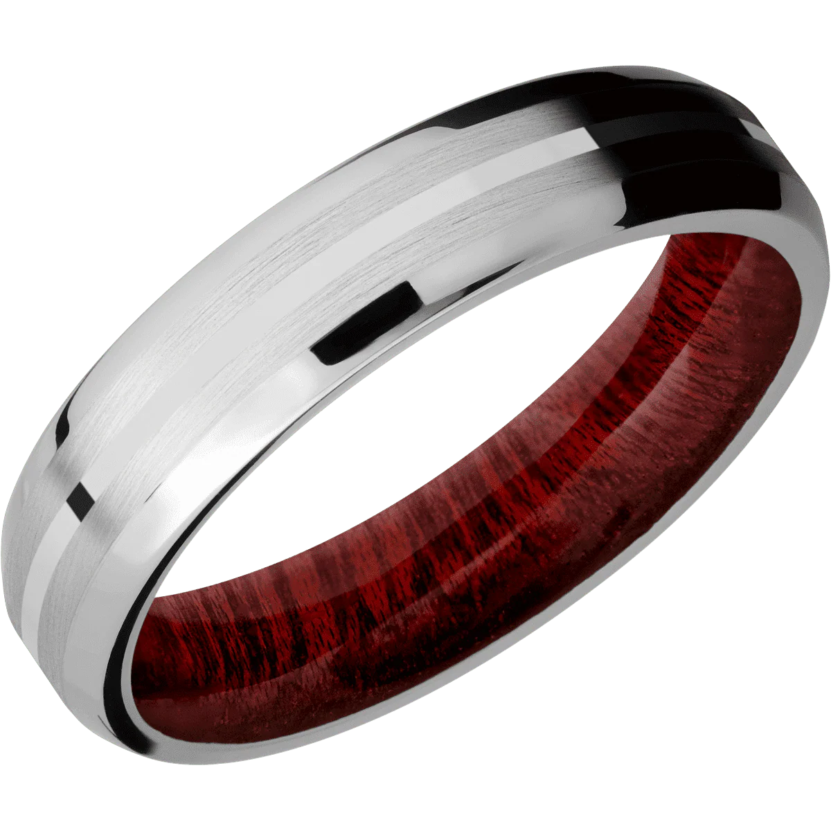 10K White Gold + Satin , Polish Finish + Blood Wood - Image 2