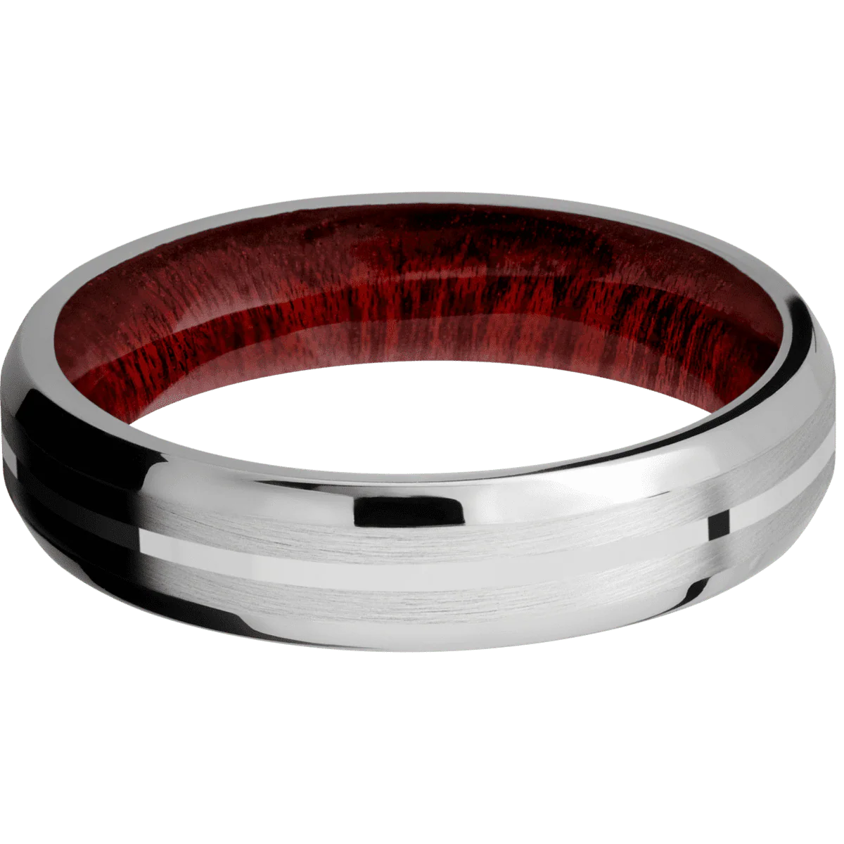 10K White Gold + Satin , Polish Finish + Blood Wood - Image 3