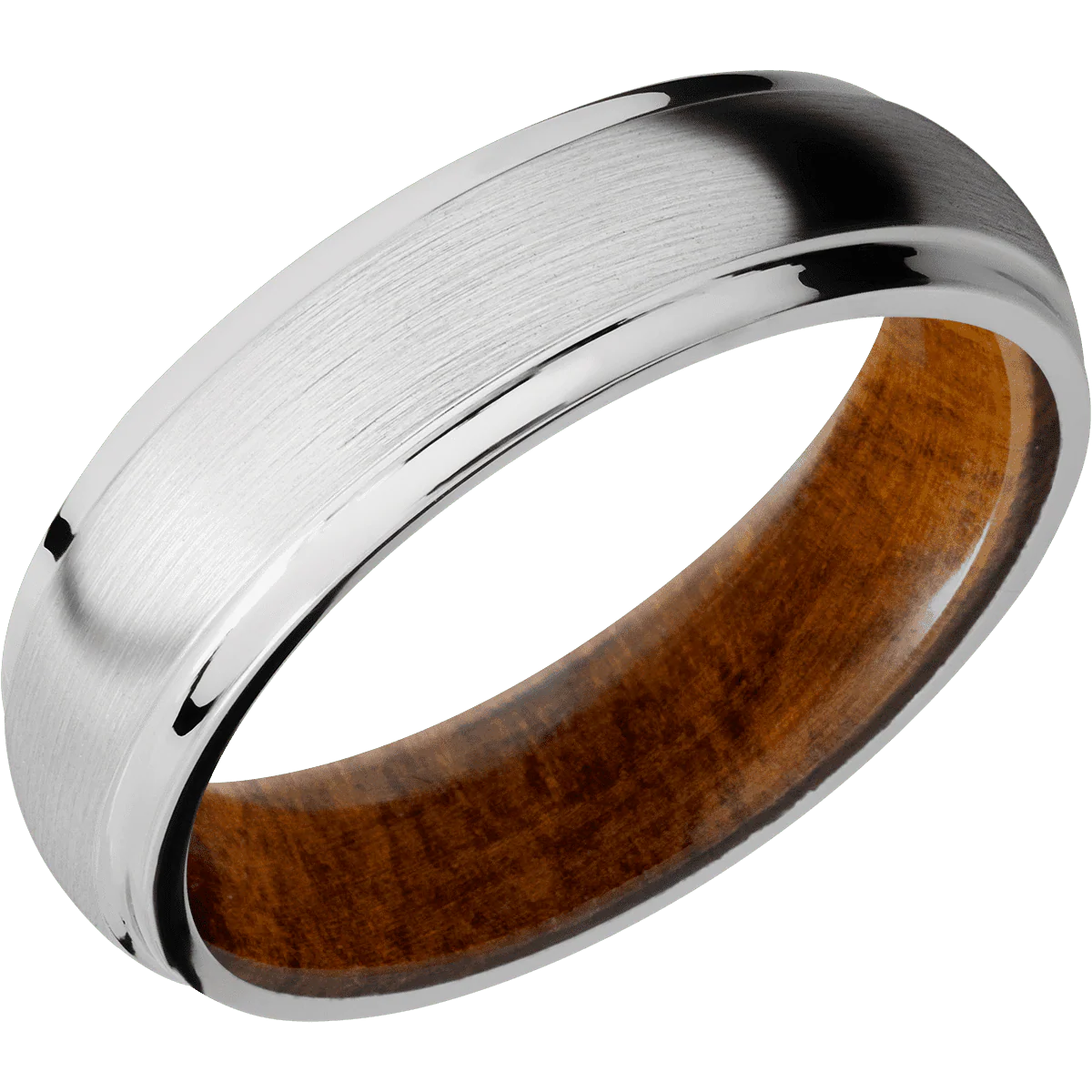 10K White Gold + Satin , Polish Finish + Desert Iron Wood - Image 2