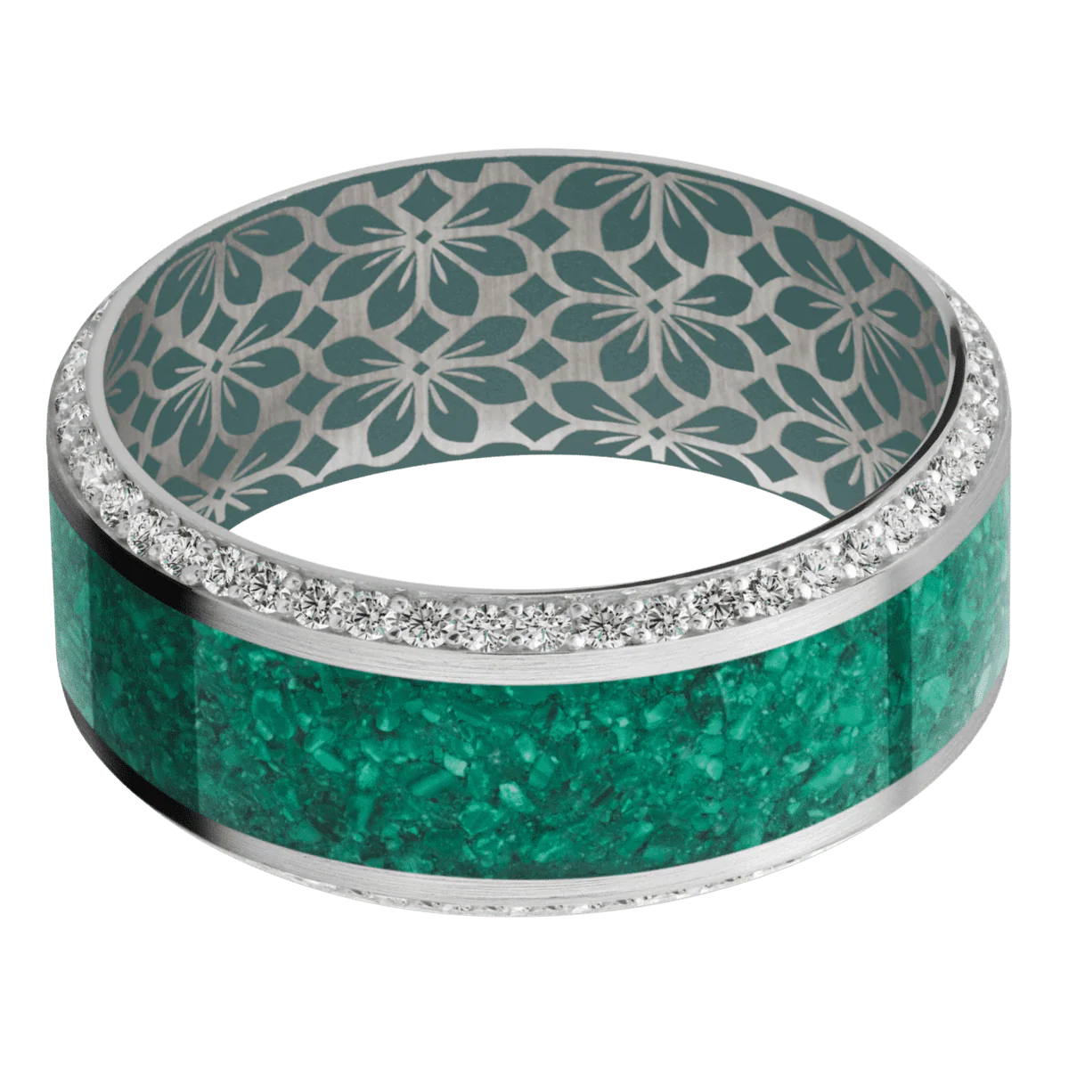 10K White Gold + Satin , Polish Finish + Northern Lights - Image 3