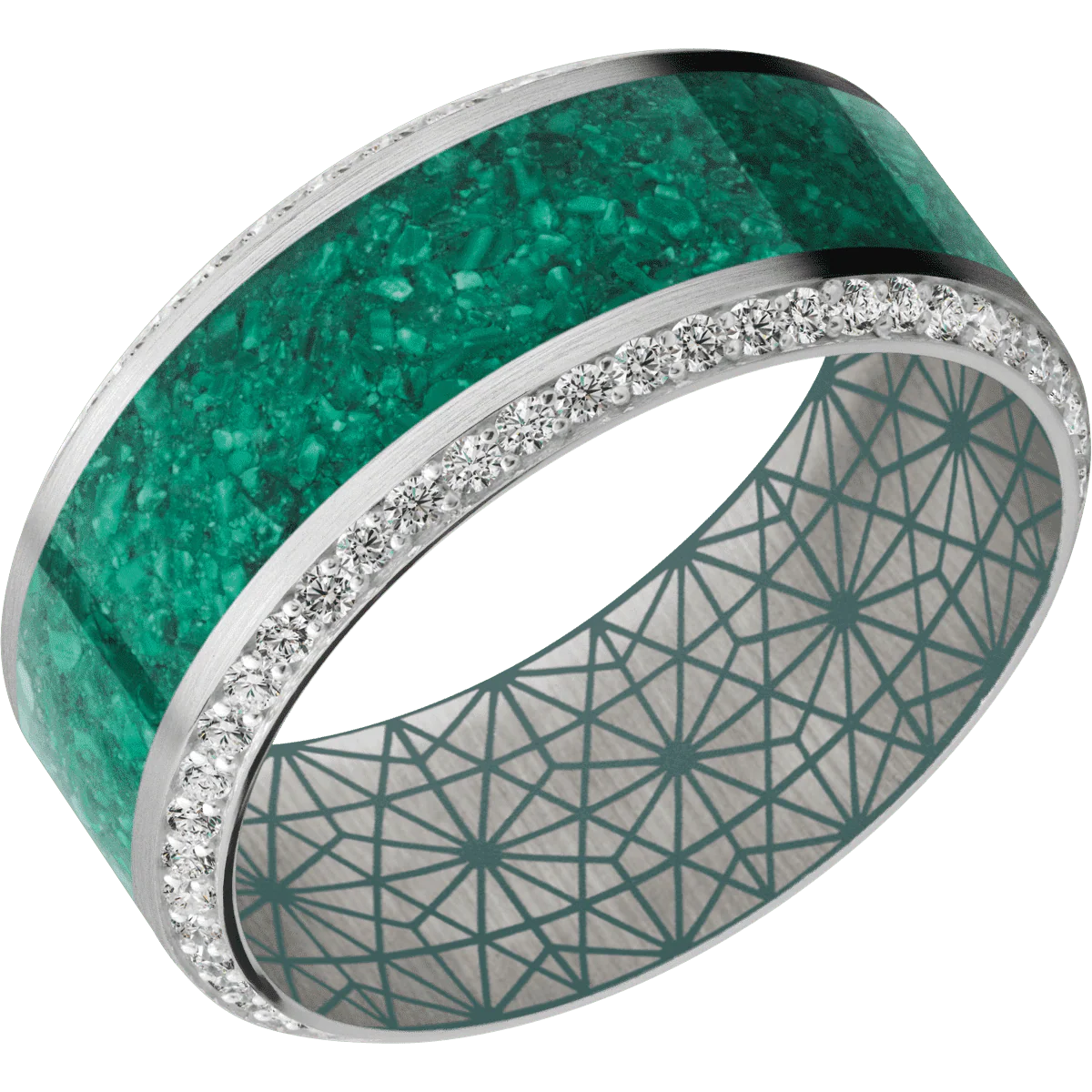 10K White Gold + Satin , Polish Finish + Northern Lights - Image 2