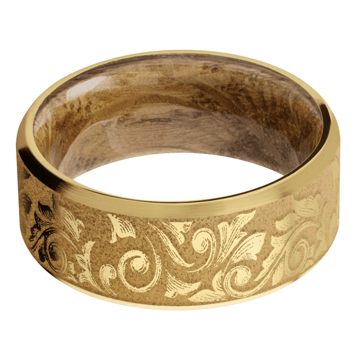 10K Yellow Gold + Anglesatin , Satin Finish + Whiskey Barrel - Image 3