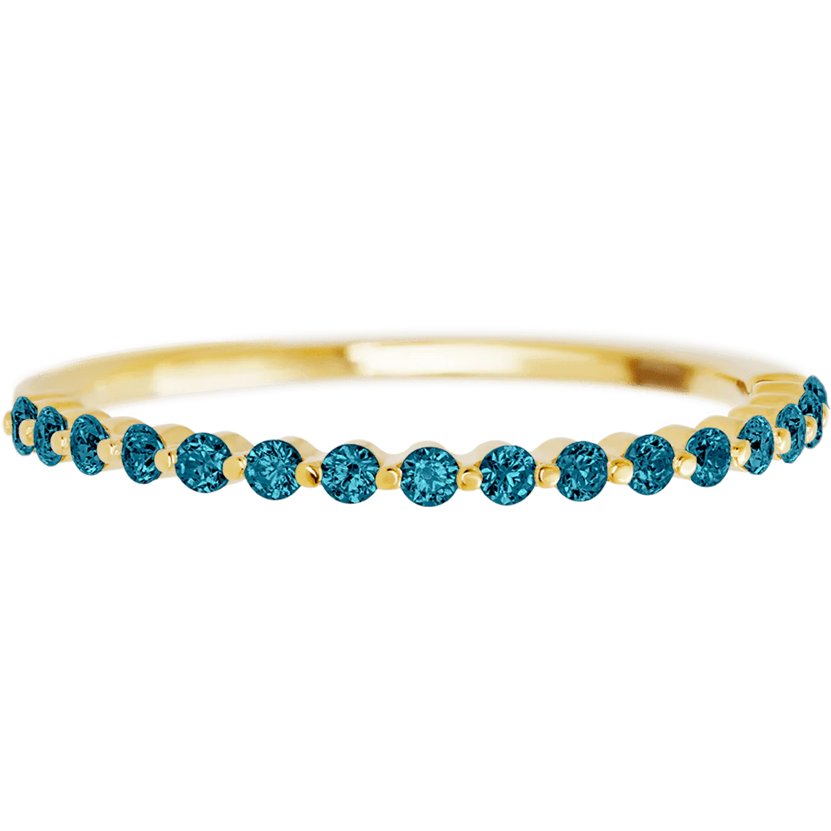 10K Yellow Gold band with 15 Round Ocean Blue Diamond having TCW-.22 - Image 2
