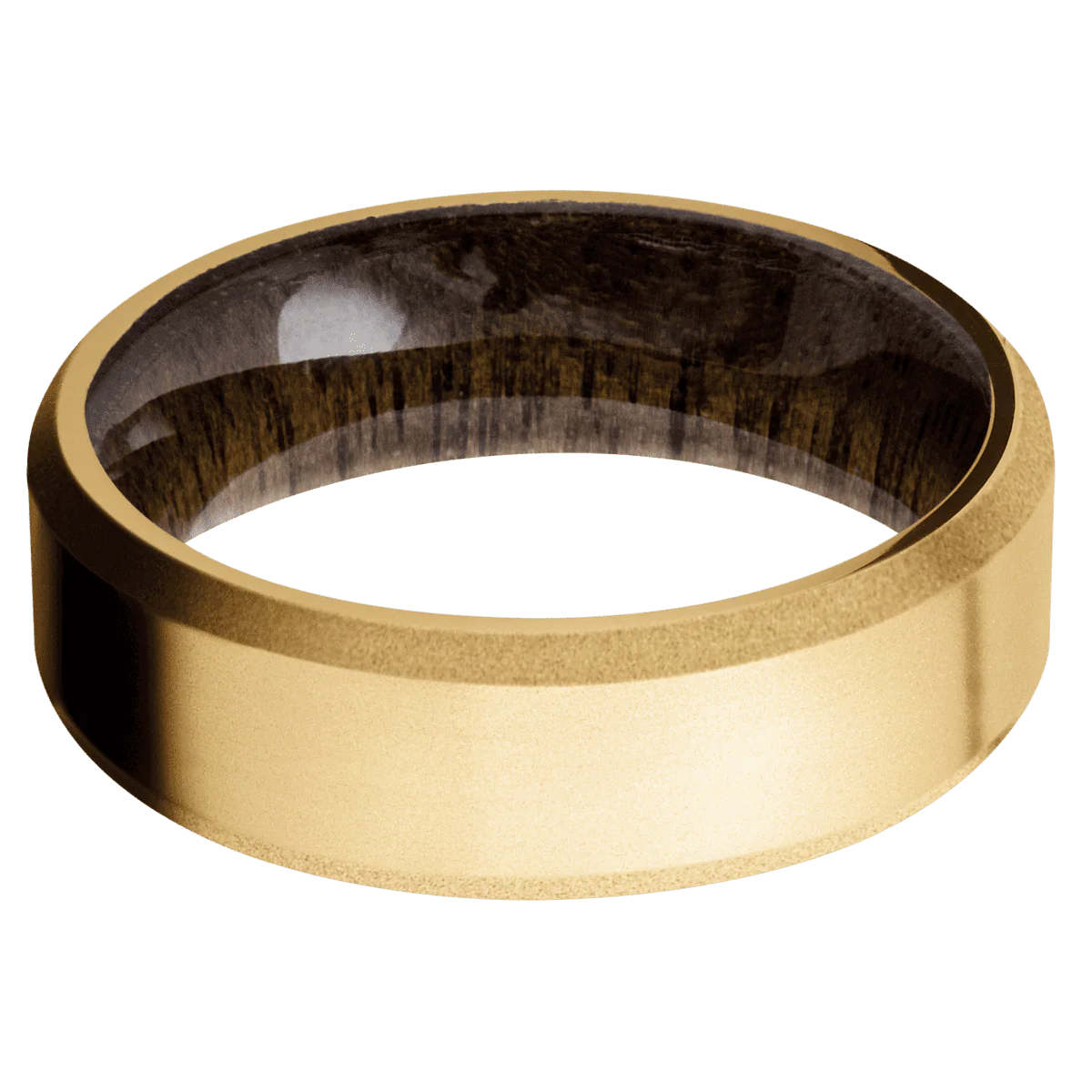 10K Yellow Gold + Bead , Sand Finish + Walnut - Image 3