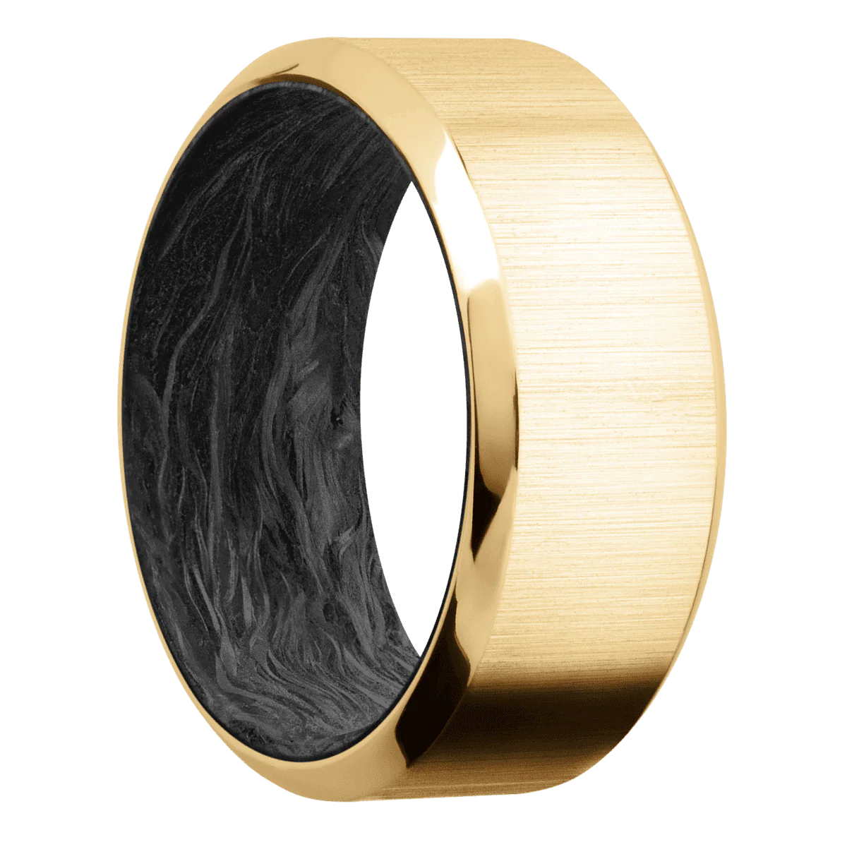 10K Yellow Gold + Crosssatin , Polish Finish + Forged Carbon Fiber
