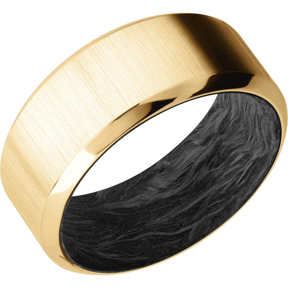 10K Yellow Gold + Crosssatin , Polish Finish + Forged Carbon Fiber - Image 2