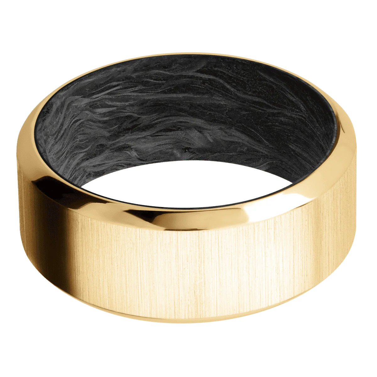 10K Yellow Gold + Crosssatin , Polish Finish + Forged Carbon Fiber - Image 3