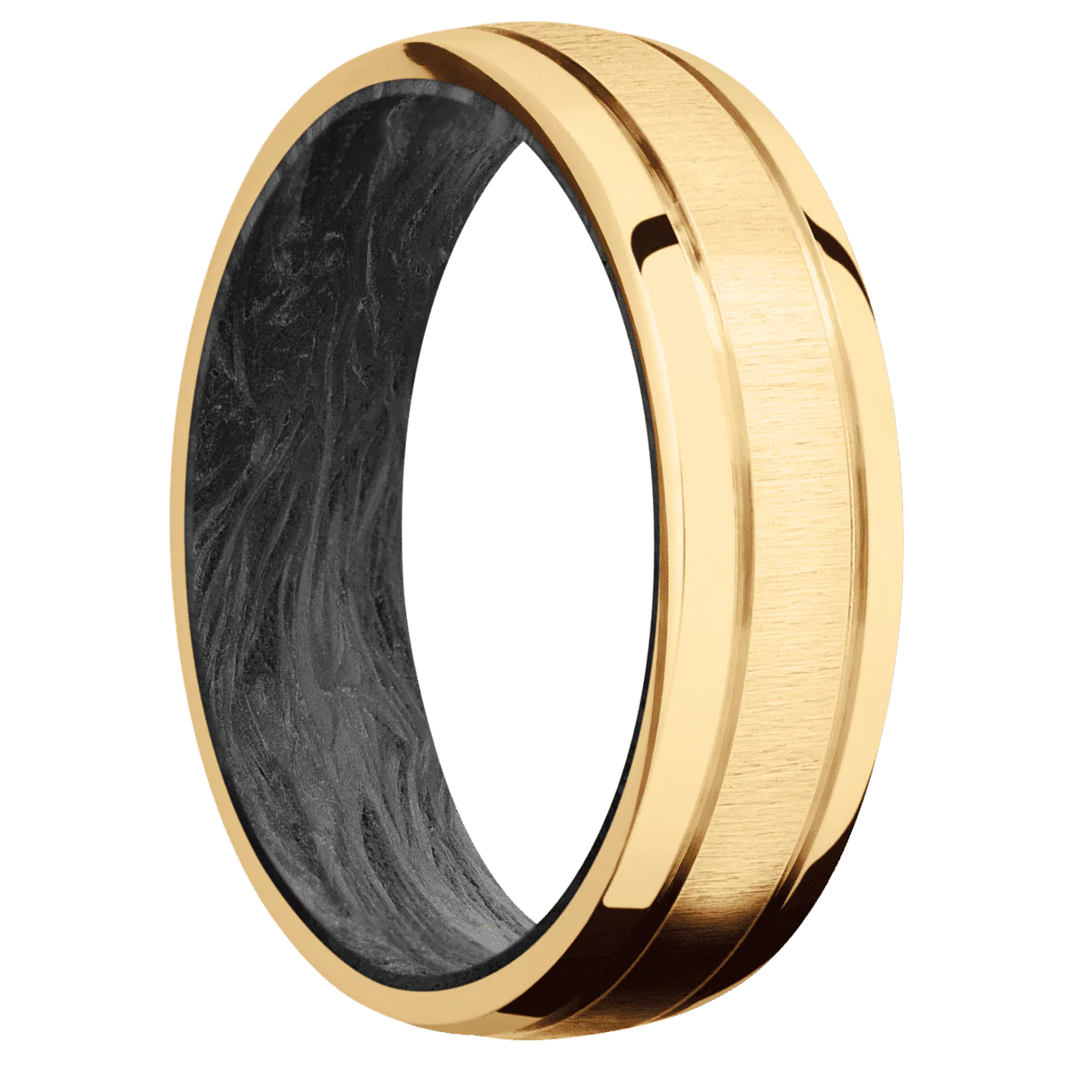 10K Yellow Gold + Crosssatin , Polish Finish + Forged Carbon Fiber