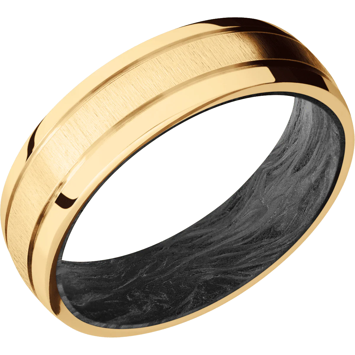 10K Yellow Gold + Crosssatin , Polish Finish + Forged Carbon Fiber - Image 2
