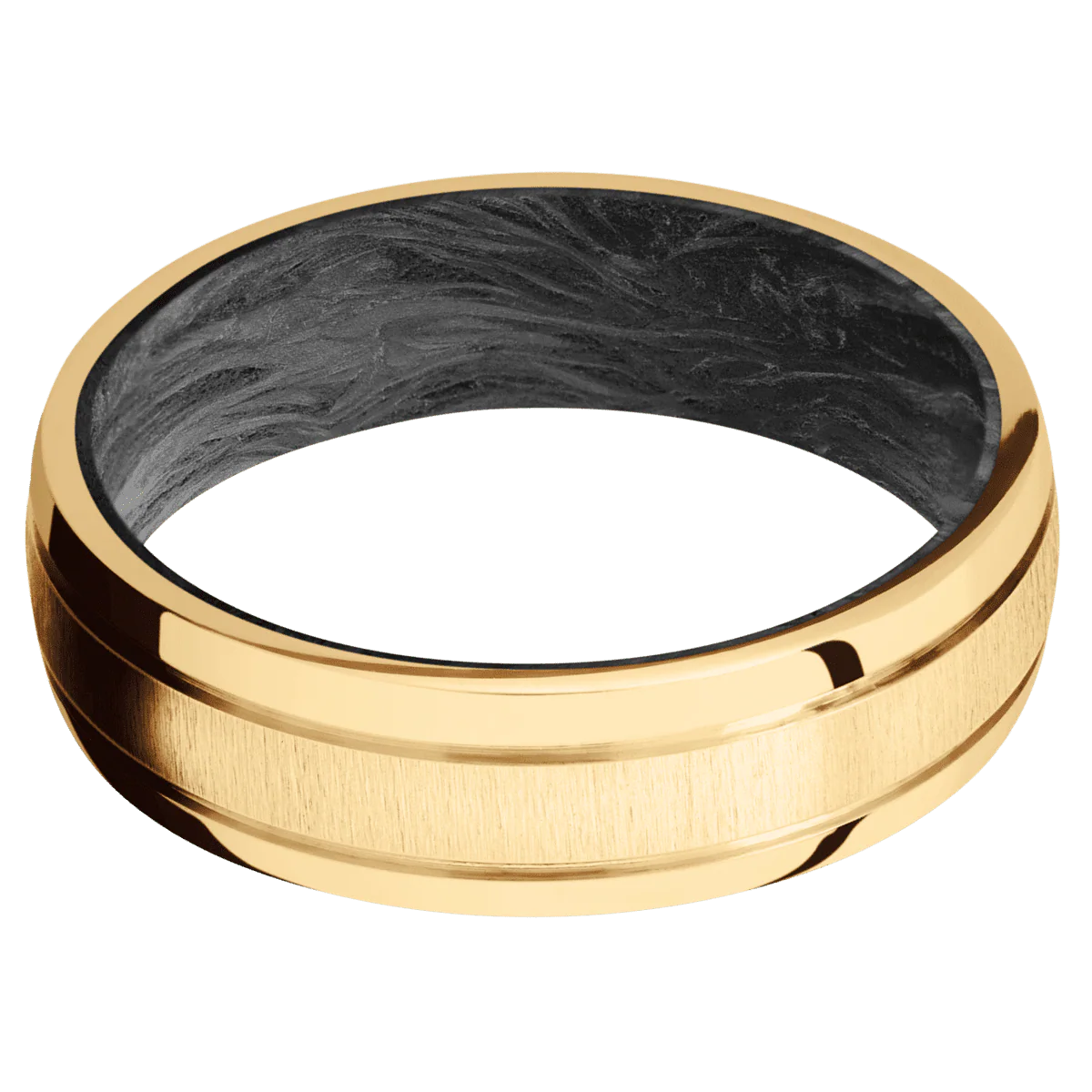 10K Yellow Gold + Crosssatin , Polish Finish + Forged Carbon Fiber - Image 3