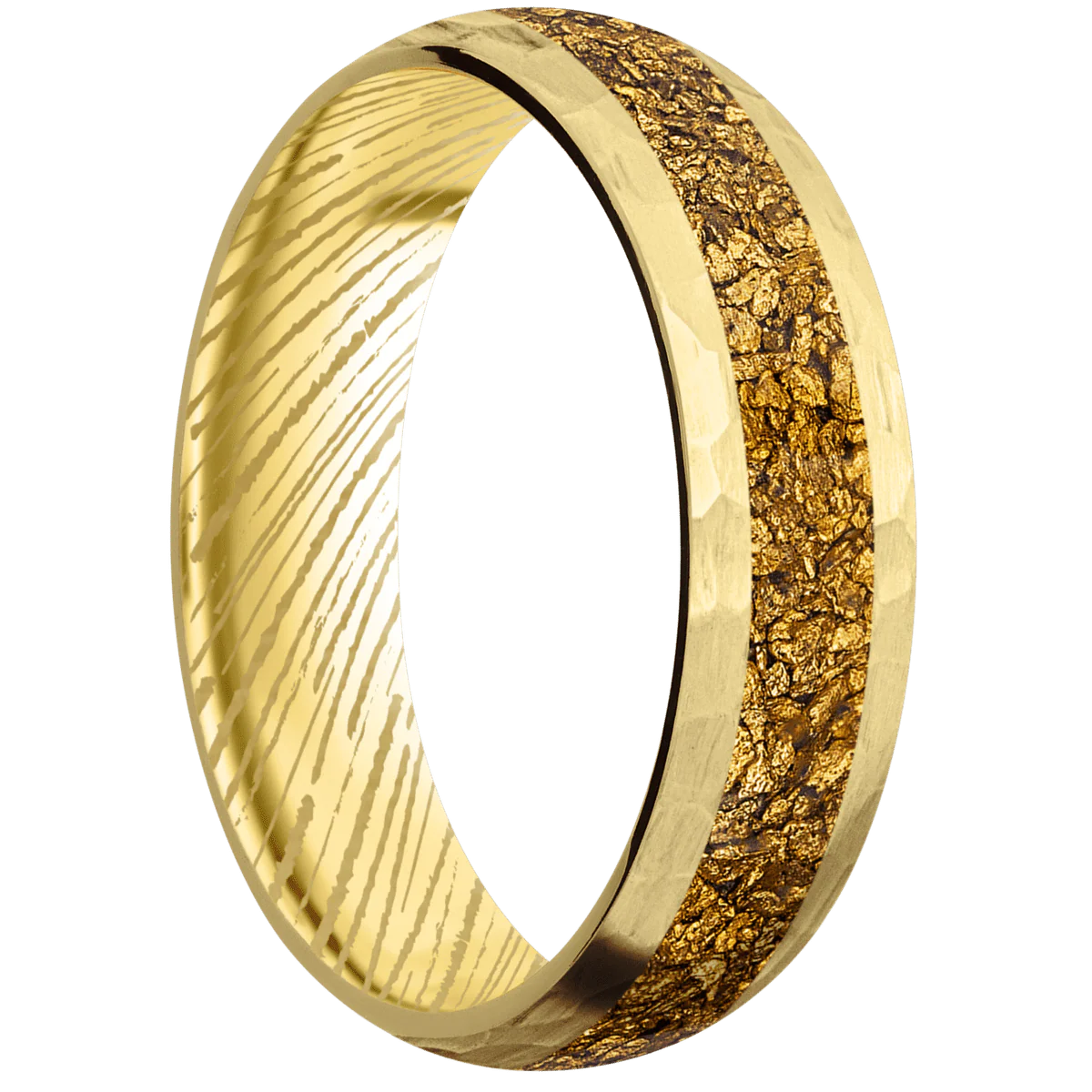 10K Yellow Gold + Hammer Finish