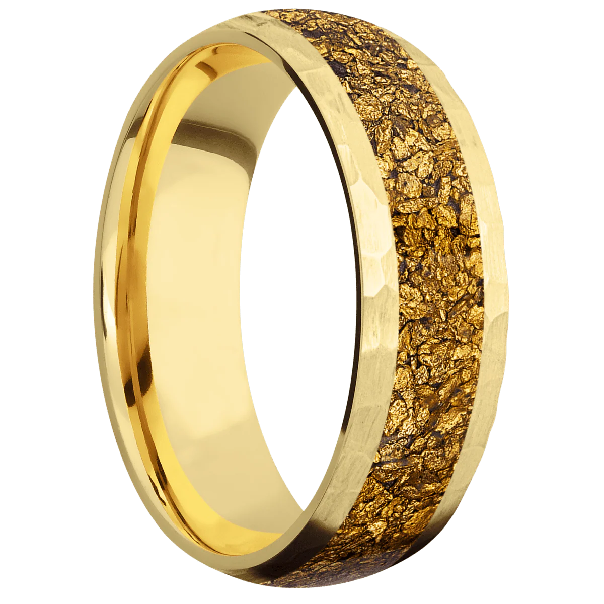 10K Yellow Gold + Hammer Finish