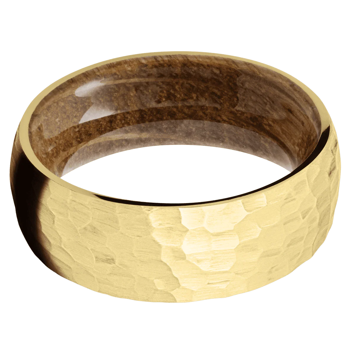 10K Yellow Gold + Hammer Finish + Whiskey Barrel - Image 3