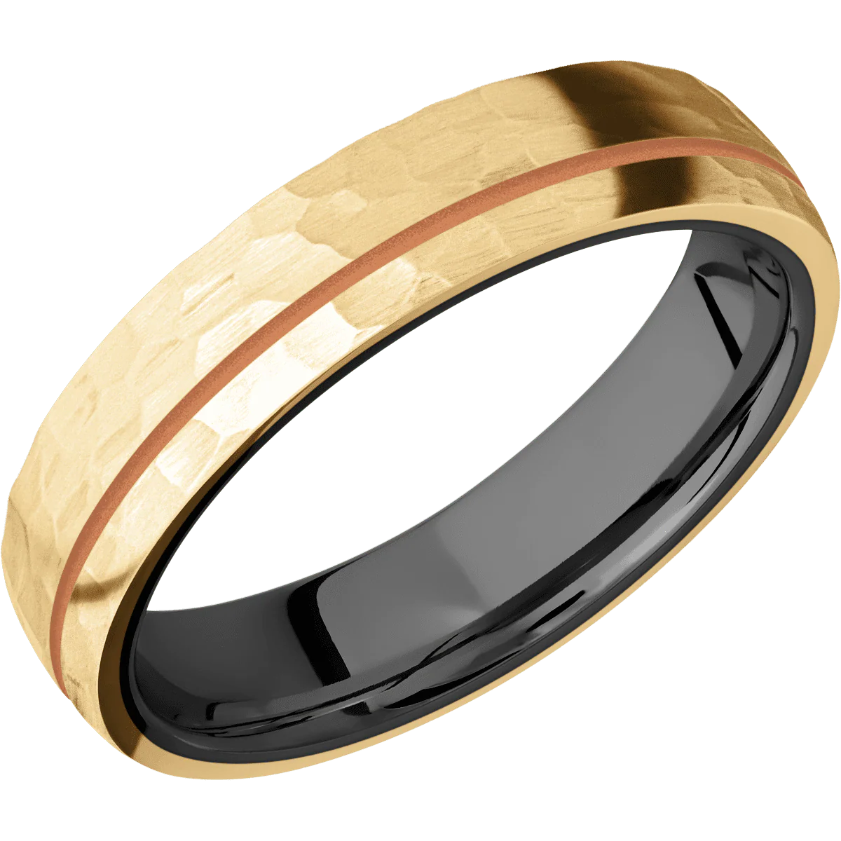 10K Yellow Gold + Hammer , Hammer Finish + Zirconium - Image 2