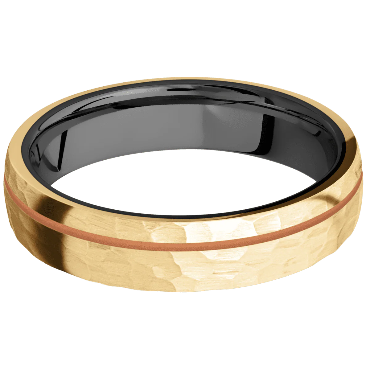 10K Yellow Gold + Hammer , Hammer Finish + Zirconium - Image 3