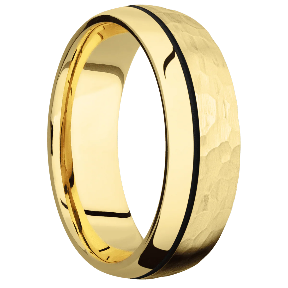 10K Yellow Gold + Hammer , Polish Finish