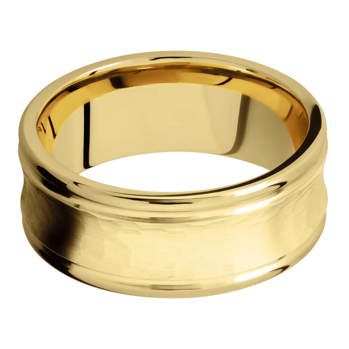 10K Yellow Gold + Hammer , Polish Finish - Image 3