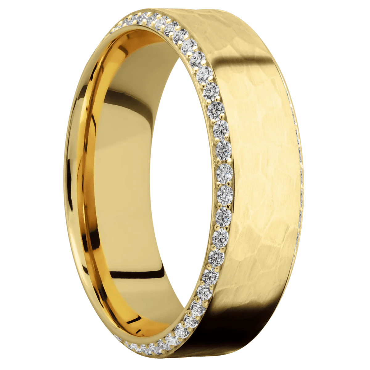 10K Yellow Gold + Hammer , Polish Finish