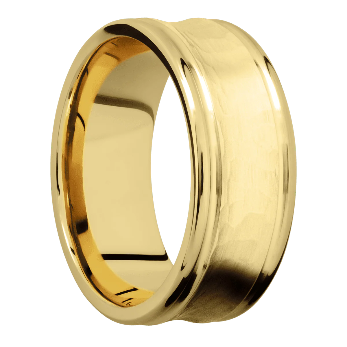 10K Yellow Gold + Hammer , Polish Finish