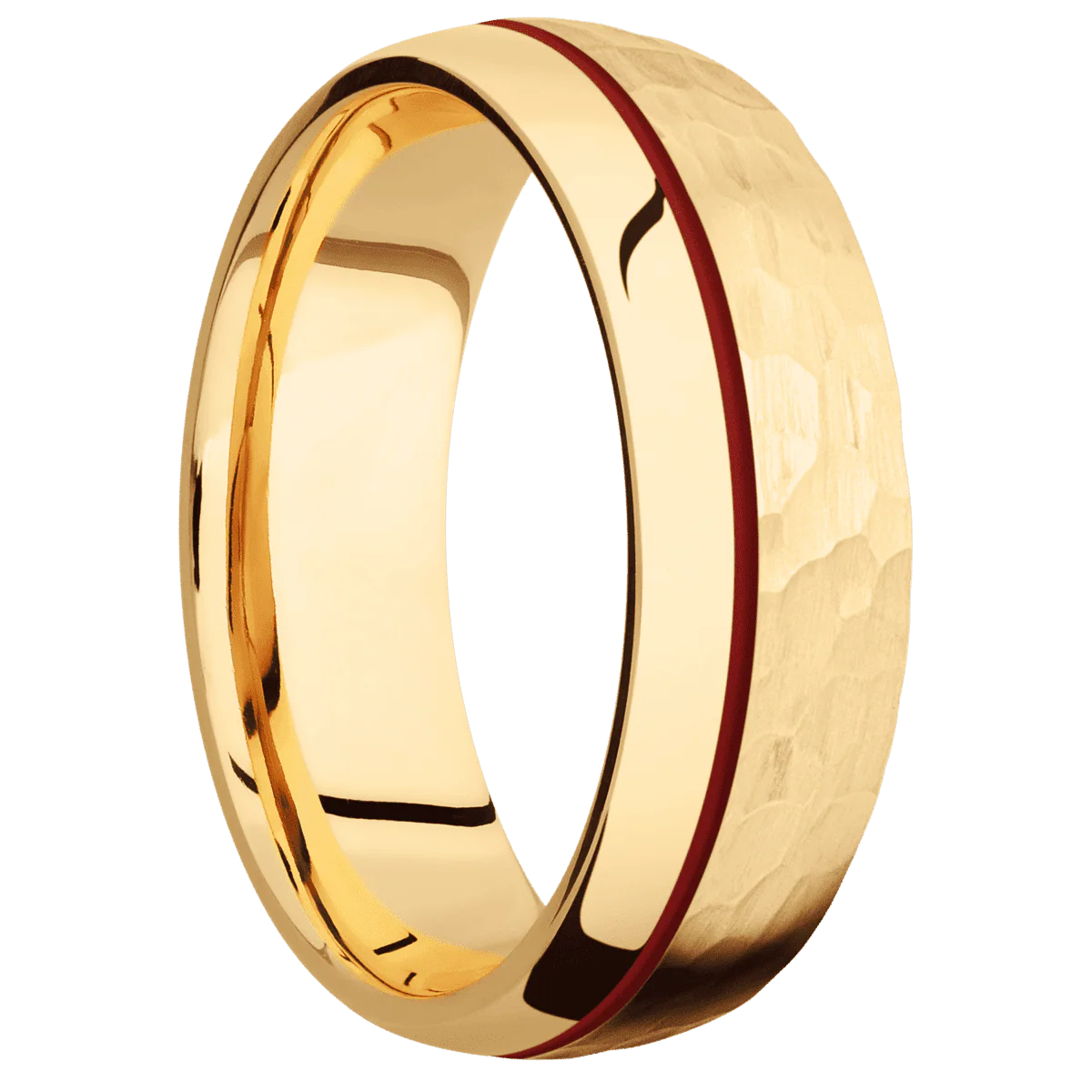 10K Yellow Gold + Hammer , Polish Finish