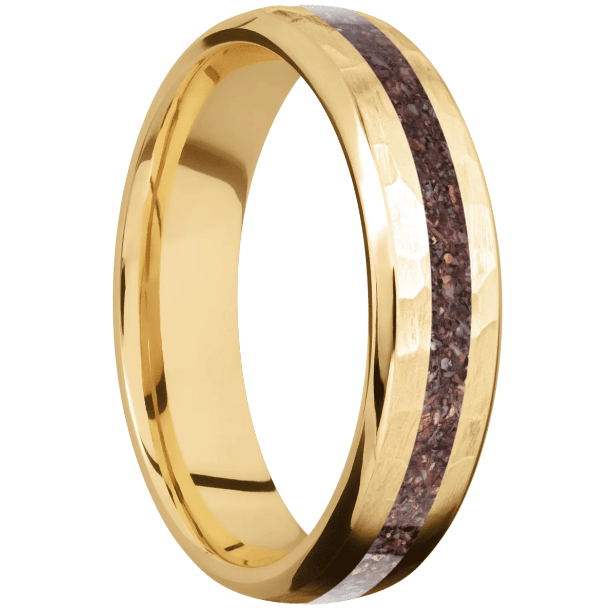 10K Yellow Gold + Hammer , Polish Finish