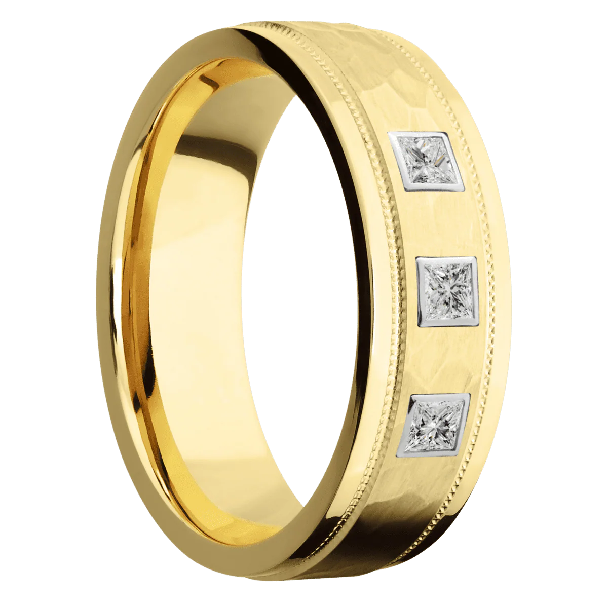 10K Yellow Gold + Hammer , Polish Finish