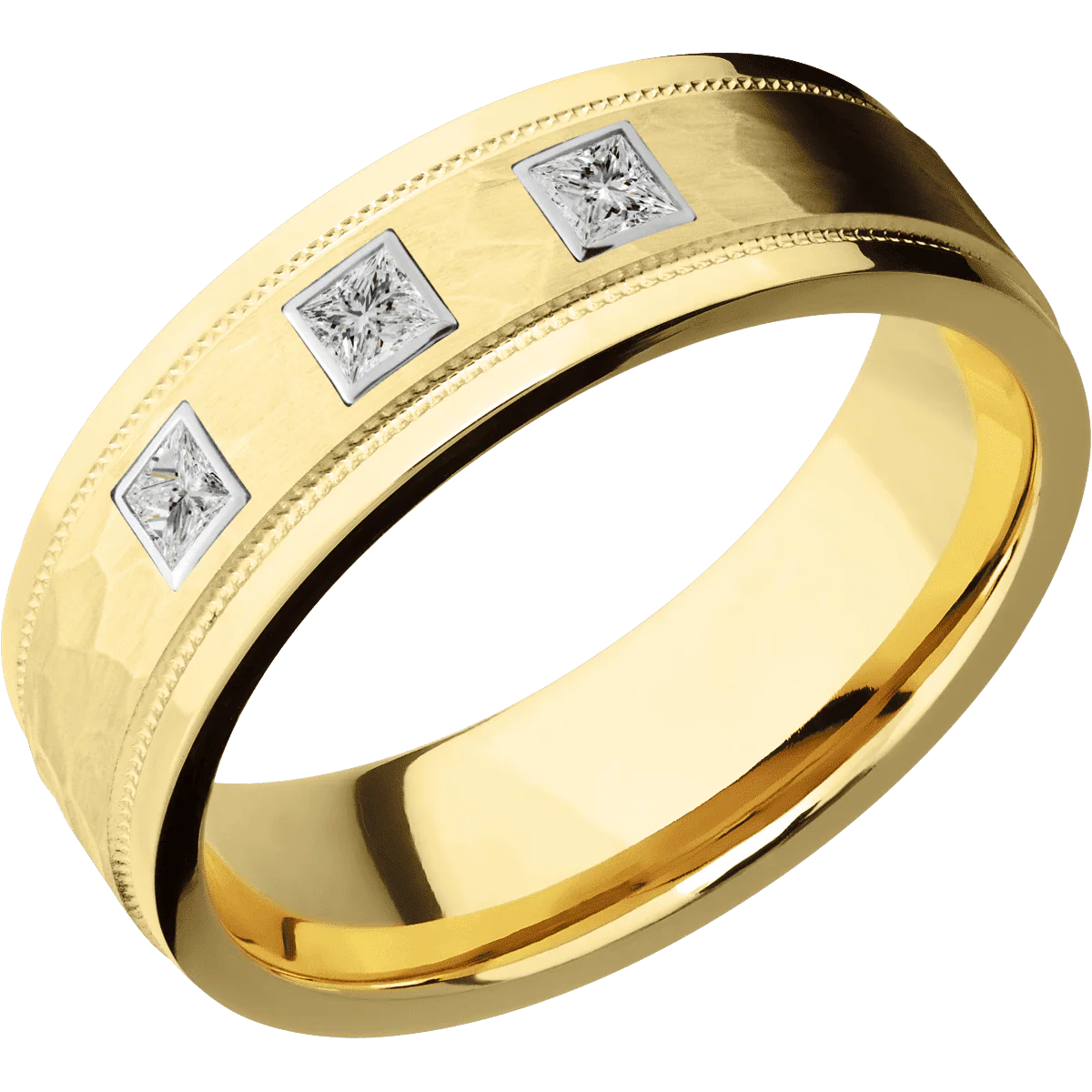 10K Yellow Gold + Hammer , Polish Finish - Image 2